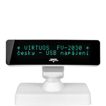 VIRTUOS FV-2030W bílá / zákaznický displej / VFD / 2x20 9 mm / USB